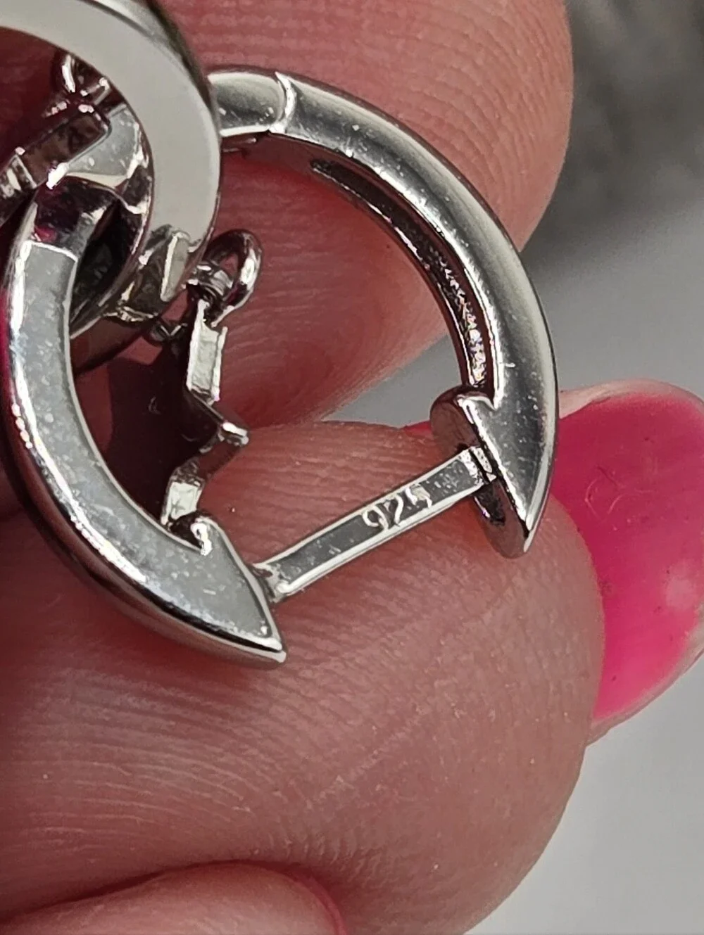 Sterling Silver Star Charm Hoop Earrings - Silver
